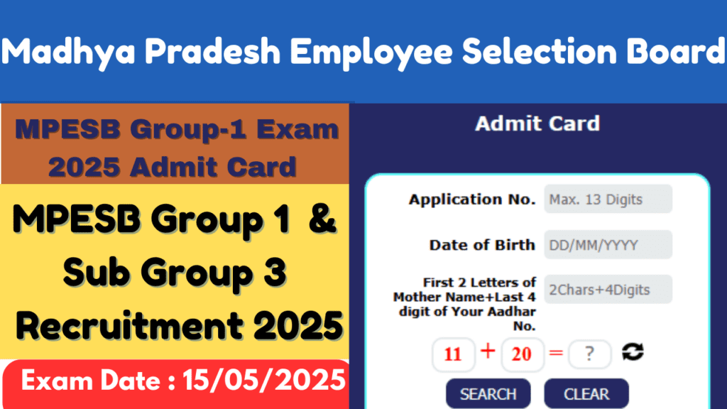 Group 1 Sub Group 3 Exam 2025 admit card