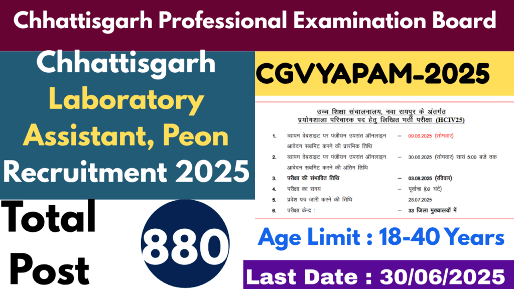 Chhattisgarh Laboratory Assistant, Peon 2025
