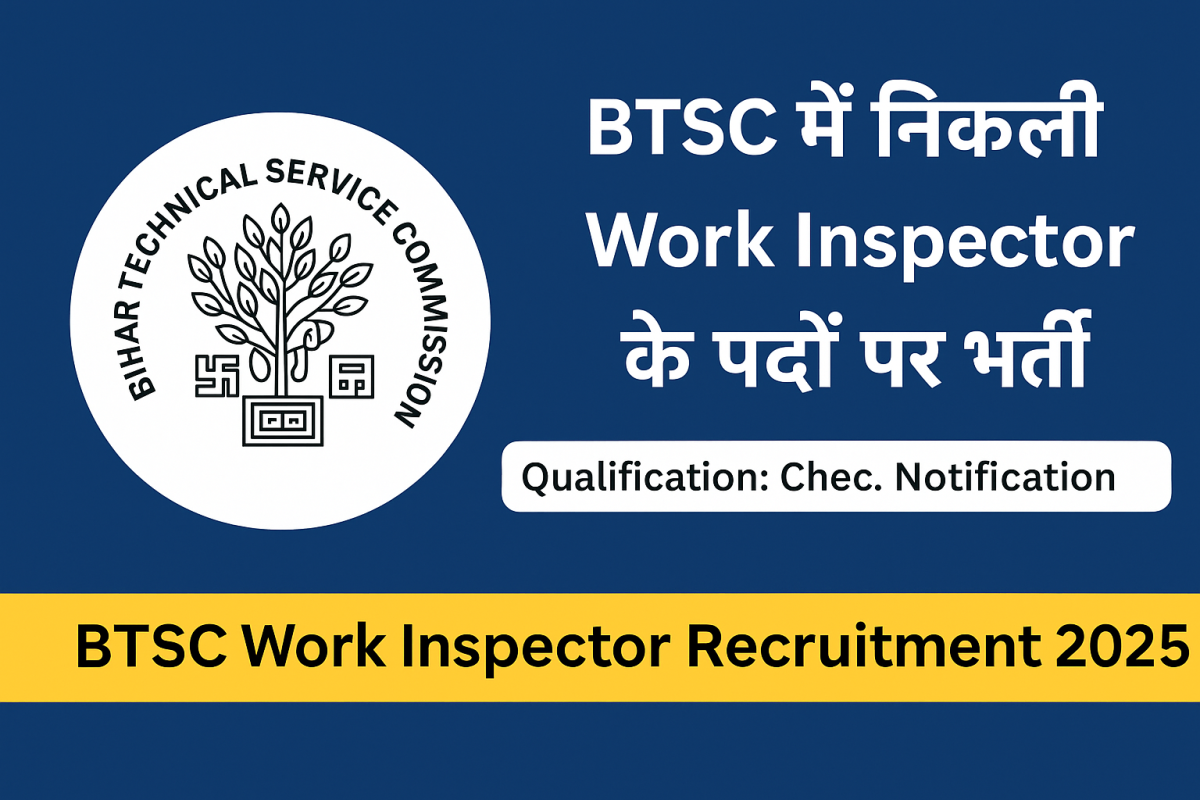 Bihar BTSC Work Inspector 2025 Online Form Bihar BTSC Work Inspector 2025 Online Form