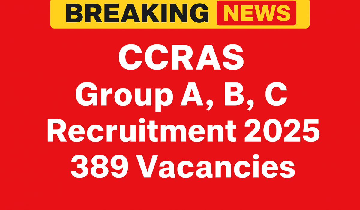 CCRAS Group A B C Recruitment 2025 Online Form